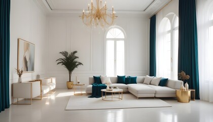 white and gold theme modern interior