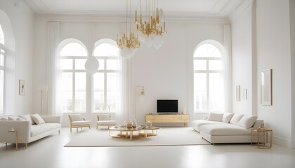white and gold theme modern interior