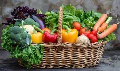Basket of freshly picked vegetables
