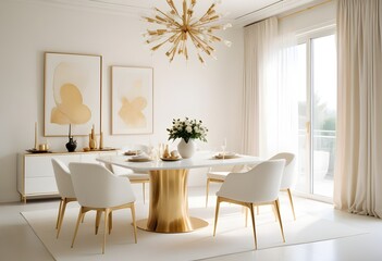 white and gold theme modern interior