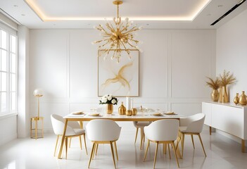 white and gold theme modern interior