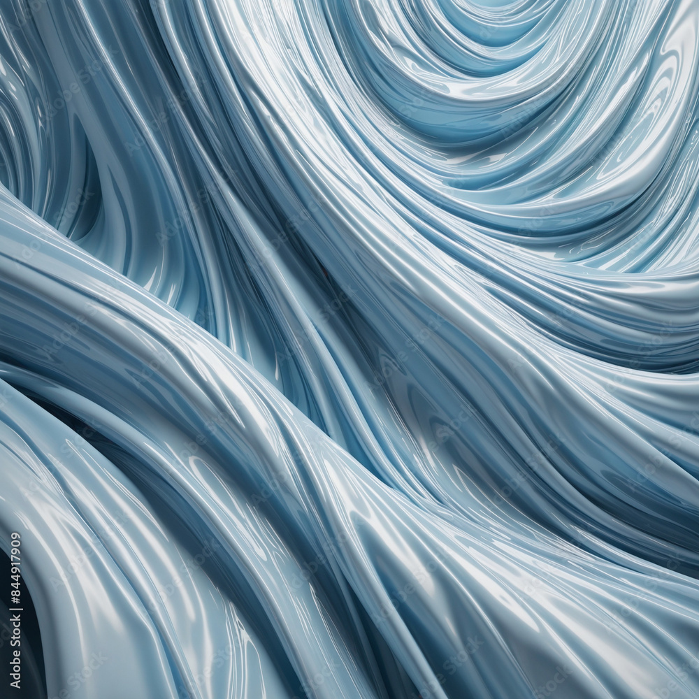 Wall mural abstract three-dimensional ai generated design with copy space, negative space, and soft flowing blu