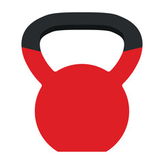 Kettlebell red Vector icon isolated on white background, Workout gym tools, accessories. Sport equipment, Gym time concept. red kettlebell icon, sport training and fitness design element.