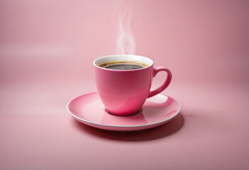 Artistic Generation: A steamy espresso in a pink cup