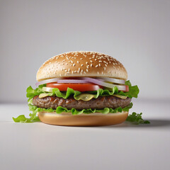 3D rendered cheeseburger design with a transparent negative space background, created using generative AI technology