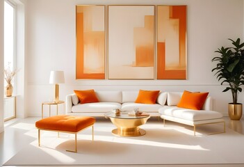 Fototapeta premium white and gold theme modern interior