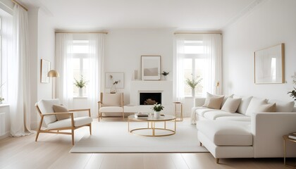 Fototapeta premium white and gold theme modern interior