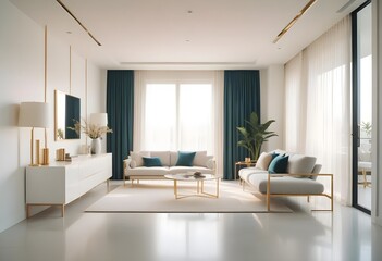 Fototapeta premium white and gold theme modern interior