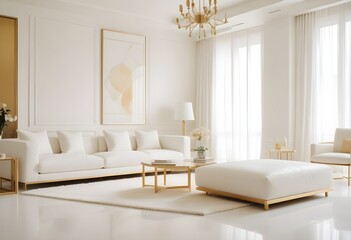 white and gold theme modern interior
