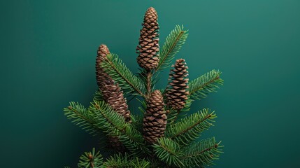 Fir tree with cones flipped on a green pin