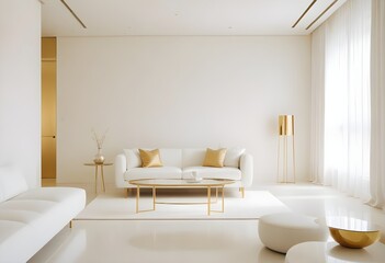 Fototapeta premium white and gold theme modern interior