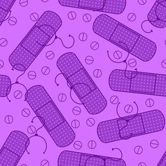 Medicine tape seamless pattern for wrapping paper and fabrics and linens