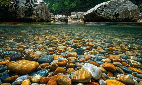 Clear mountain stream with pebbles