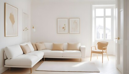 Fototapeta premium white and gold theme modern interior