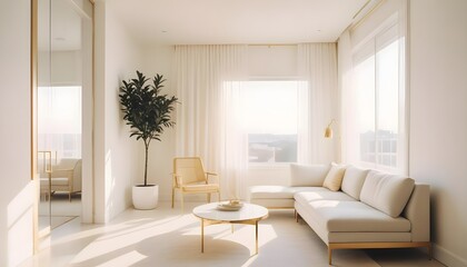 Fototapeta premium white and gold theme modern interior