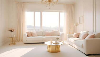 Fototapeta premium white and gold theme modern interior