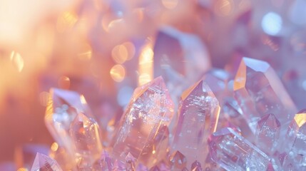 Softly blurred crystals glisten in the gentle light casting a tranquil and relaxing aura in this defocused background image. .