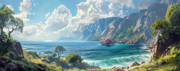 Coastal cliffs with a view of the sea