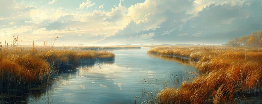 Coastal marsh with tall grass