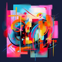 Abstract colorful background with geometric elements. Digital painting. 3d rendering.