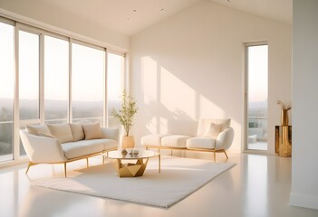 Fototapeta premium white and gold theme modern interior