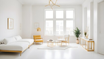 white and gold theme modern interior