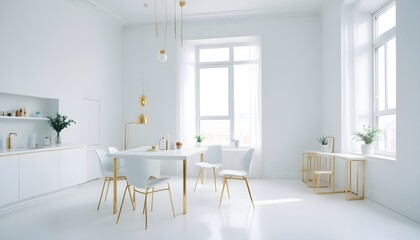 white and gold theme modern interior