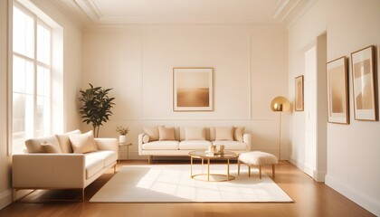 Fototapeta premium white and gold theme modern interior