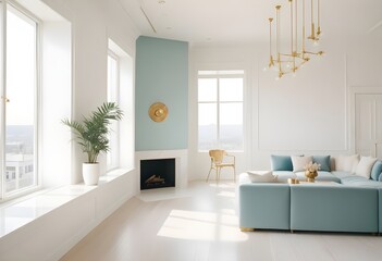 Fototapeta premium white and gold theme modern interior