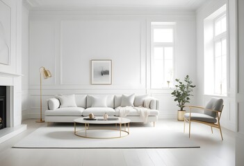 Fototapeta premium white and gold theme modern interior