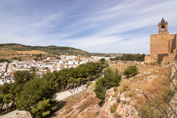 Naklejka premium The Alcazaba of Antequera is a Muslim fortress with uncertain origins, built using Roman materials, and declared a Site of Cultural Interest in 1985. It has three towers.
