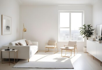 Fototapeta premium white and gold theme modern interior