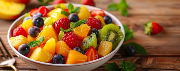 Freshly made fruit salad in a bowl