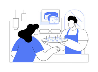 In-store tasting isolated cartoon vector illustrations.