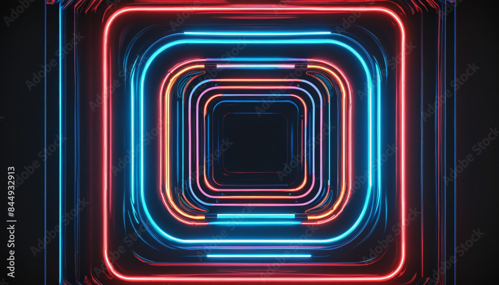 Wall mural three-dimensional neon lines illuminate this abstract background, creating a vibrant and futuristic 