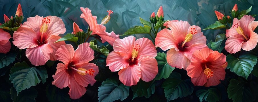 Hibiscus flowers in full bloom