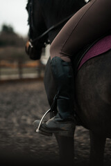 Horse riding boots, equestrian clothing, leather boot and stirrup, equine gear