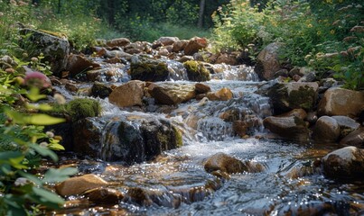 Mountain stream in summer