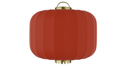 Red Chinese paper lantern isolated on transparent and white background. Lantern concept. 3D render