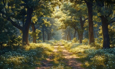 Obraz premium Path through a forest in summer