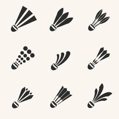 shuttlecock icon set or bundle design vector collection.