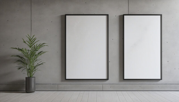 Stylish corporate entrance with a sleek concrete wall, showcasing a prominent blank billboard for impactful branding and identity display