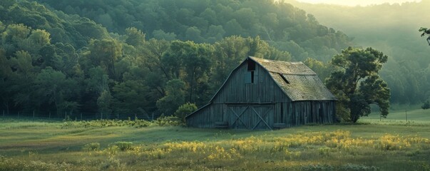 Rustic barn in a green countryside