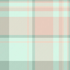 Gingham plaid seamless texture, shape tartan fabric vector. Madras textile check background pattern in light and pastel colors.