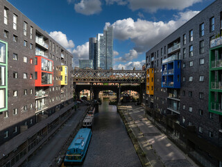 Quayside on Bridgewater Canal in Downtown Manchester 