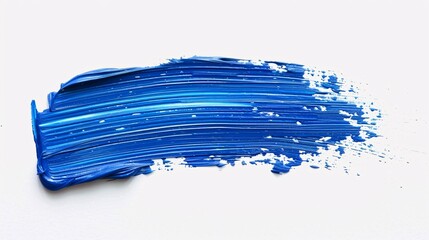 Abstract Blue Paint Stroke on White Background