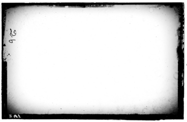 Vintage photo film frame of a middle format camera with vignette, dust and splatters on transparent background (png image)