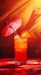 Tropical drink with a paper umbrella