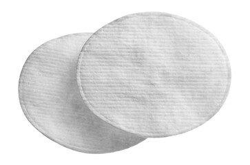 Absorbent cotton wool pads, swabs flying, ellipse wadding isolated on white, clipping path 