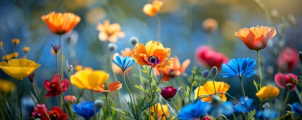 Vibrant summer flowers in a field